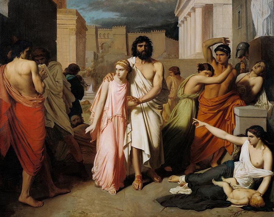 Charles Francois Jalabert, Oedipus and Antigone (1843)